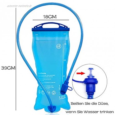 Amokee Trinkblase 2 Liter Wasserblase mit Schlauch Wasserblase Trinkflasche BPA-frei Hydration Bladder Sport Wasser Blasen antibakteriell und auslaufsicher Ideal für Outdoor-Radfahren Camping