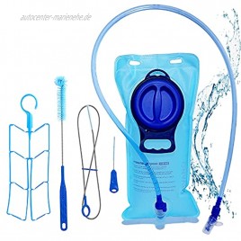 Arvano Trinkblase 2l mit Reinigungsbürste für Wasserblase Reinigungsset BPA-frei Auslaufsicherer Trinkbeutel für Trinkrucksack für Sport Wandern Laufen MTB Fahrradrucksack Trinksystem