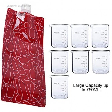 Eosnow Faltbare Wasserflaschentasche Tragbare Outdoor-Wassertasche 750ML Große Kapazität PE Rot für Outdoor-Camping