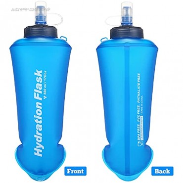 Irfora 500ml Faltbare Wasserflasche Soft Collapsible TPU zum Reiten Laufen Radfahren Camping Wandern Bergsteigen Ausflug oder für Ausflüge
