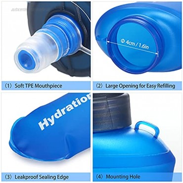 Irfora 500ml Faltbare Wasserflasche Soft Collapsible TPU zum Reiten Laufen Radfahren Camping Wandern Bergsteigen Ausflug oder für Ausflüge