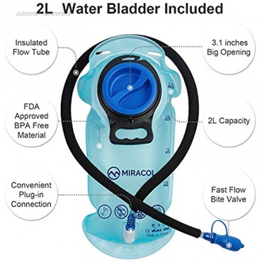 MIRACOL Trinkrucksack mit 2 l BPA-freier Blase leichter Trinkrucksack für Laufen Wandern Klettern Radfahren Skifahren