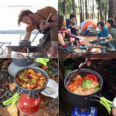 AIYIFU 12 stücke Camping Kochgeschirr Set mit Karabiner Outdoor-Wandern Picknick-Non-Stick-Kochen des Rucksacks mit Klappmesser und Gabel-Set
