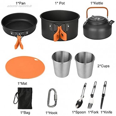 Awroutdoor Camping Kochgeschirr Kit Outdoor Aluminium Leichte Camping Pot Pan Kochen Set für Camping Wandern