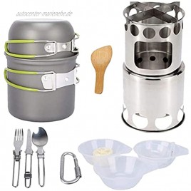 Macro Camping Kochgeschirr Set tragbares Lagerküche Kochen Zubehör Kit mit Campinggasherd Anti-Töpfe und Pfannen und F