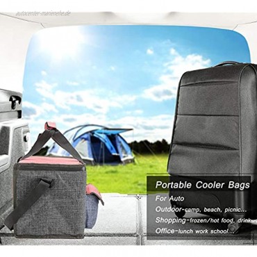 Gogogoal Große Kühltasche isoliert Picknicktasche wasserdicht faltbar modern für Erwachsene für Camping Strand Ausflüge Grillen 20 l für 60 Dosen