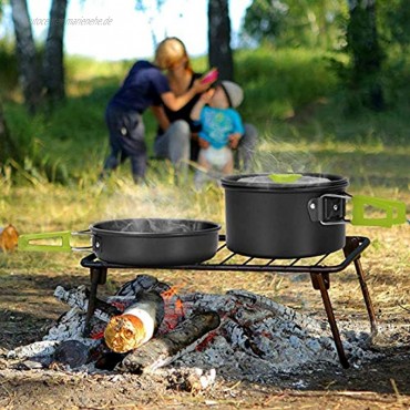 Clevoers Camping Kochgeschirr Set Töpfen aus Aluminium Outdoor Cooking Mess Kit Edelstahl Campingbesteck Set für Camping Wandern Picknick BBQ Camping Geschirr Set für 2-3 Personen